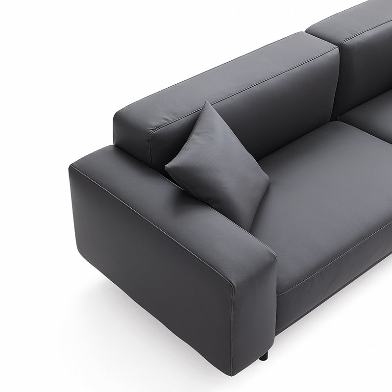 Ensemble canapé et pouf en cuir gris foncé Noble