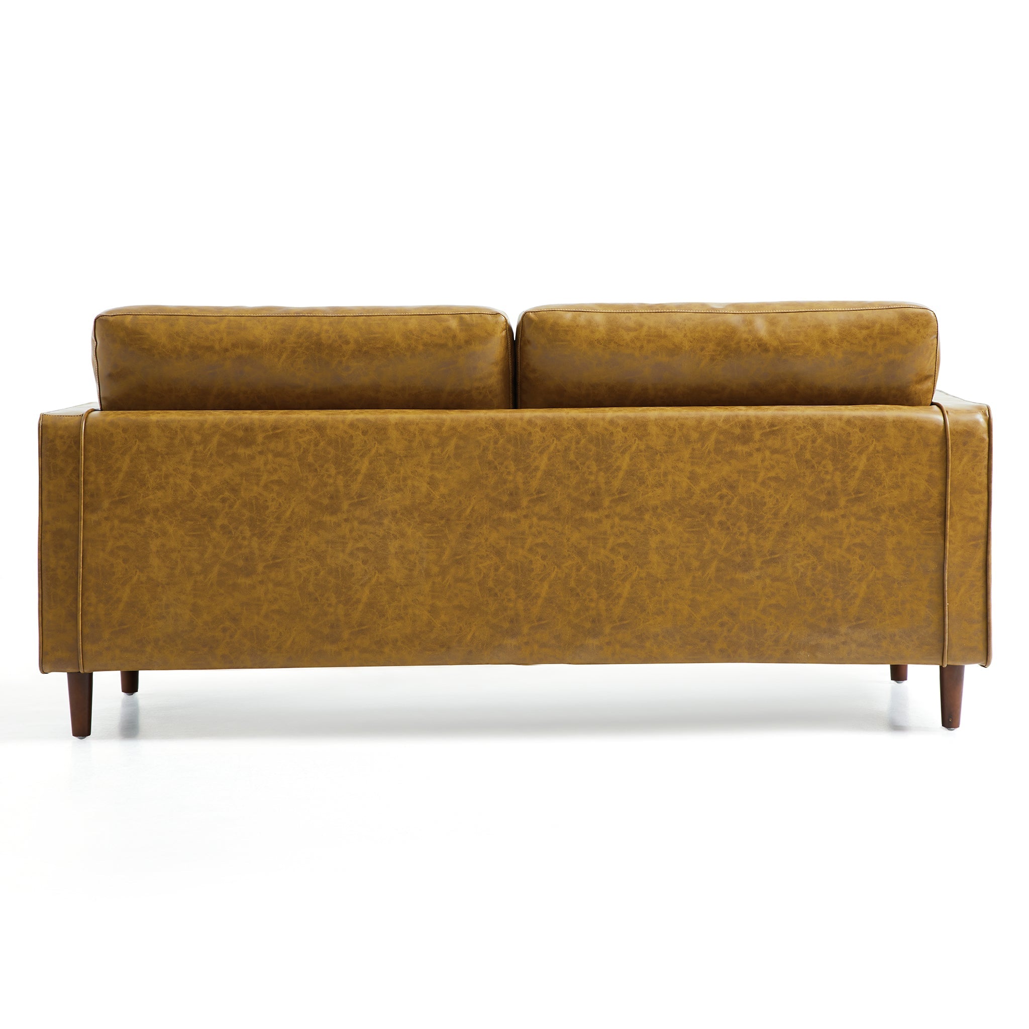 Causeuse en cuir beige rétro de style milieu de siècle