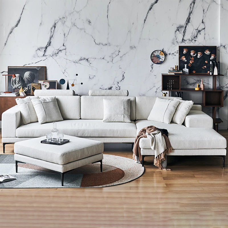 Canapé d'angle en tissu gris moderne Bel