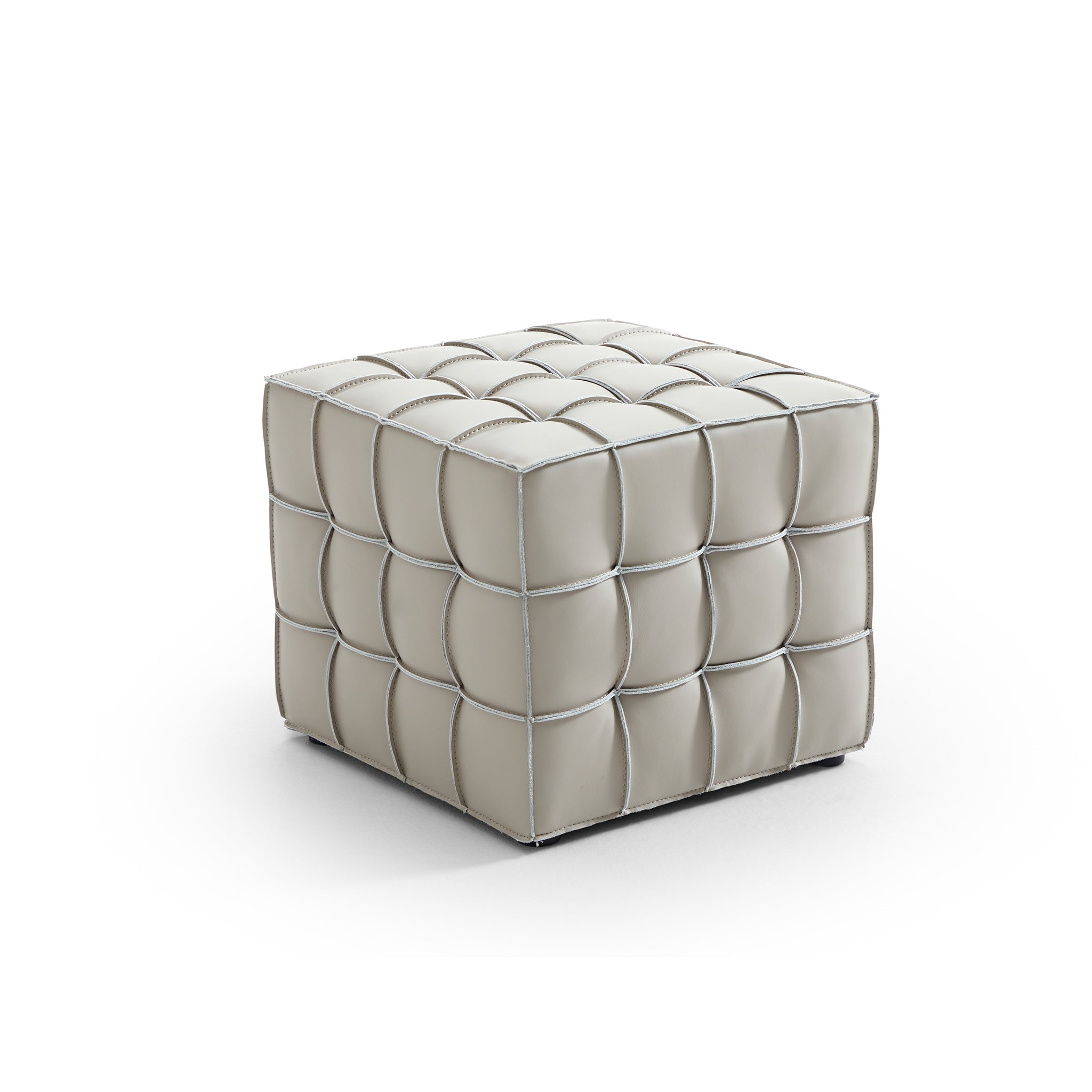 Pouf cube capitonné en cuir Monarch