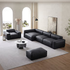 Ensemble de canapés sectionnels de luxe minimalistes en cuir noir
