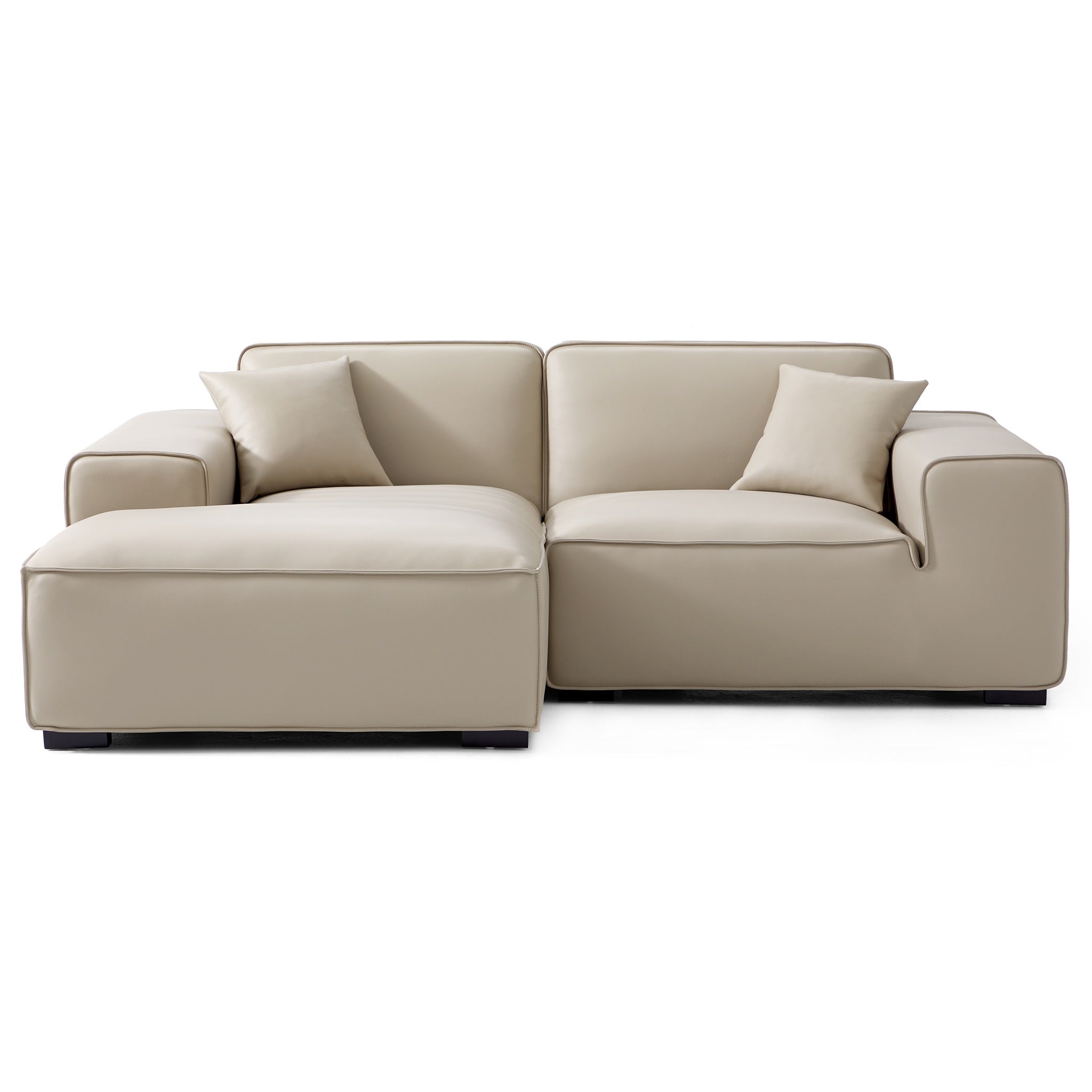 Canapé d'angle modulaire en cuir marron Domus