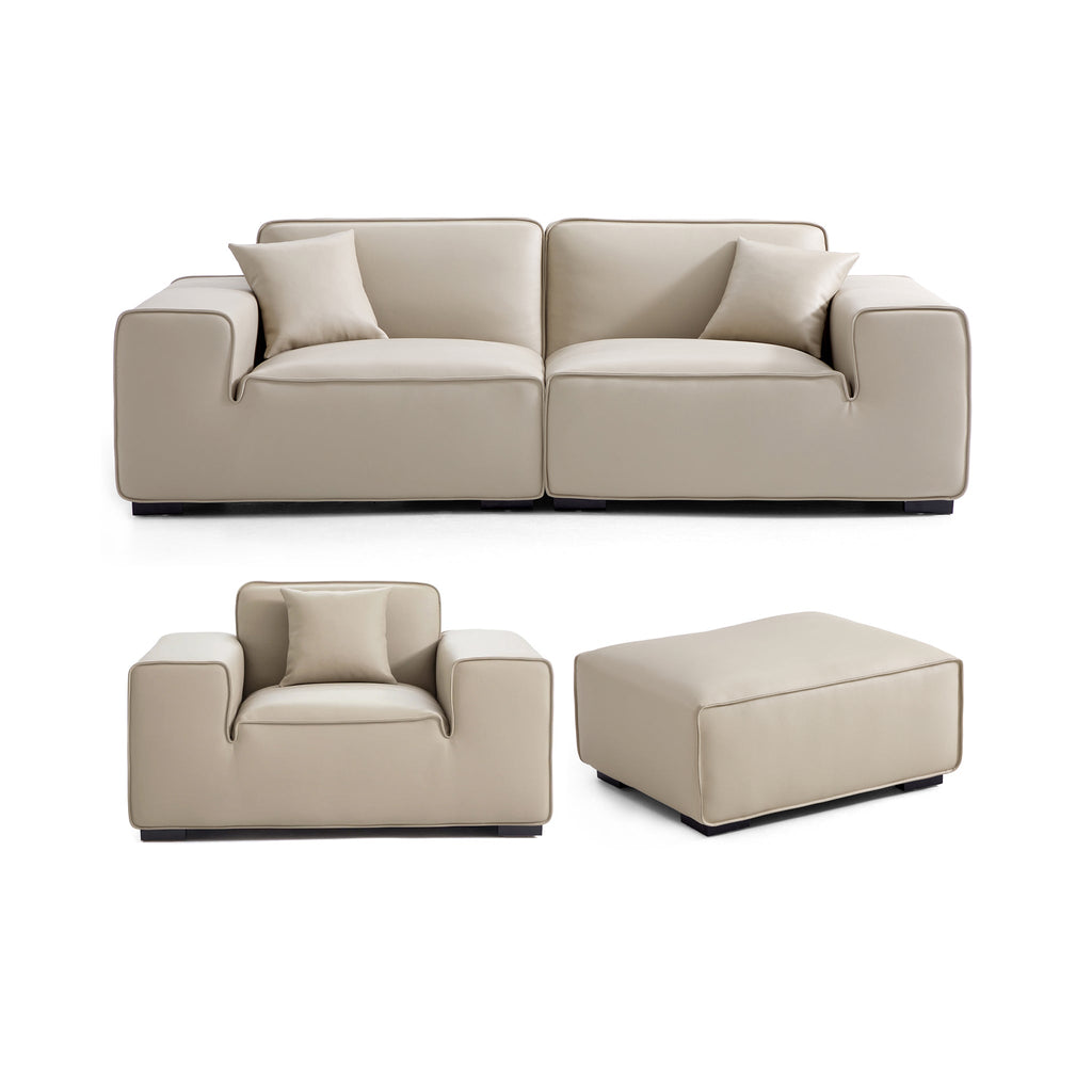 Ensemble de canapés modulaires en cuir beige Domus