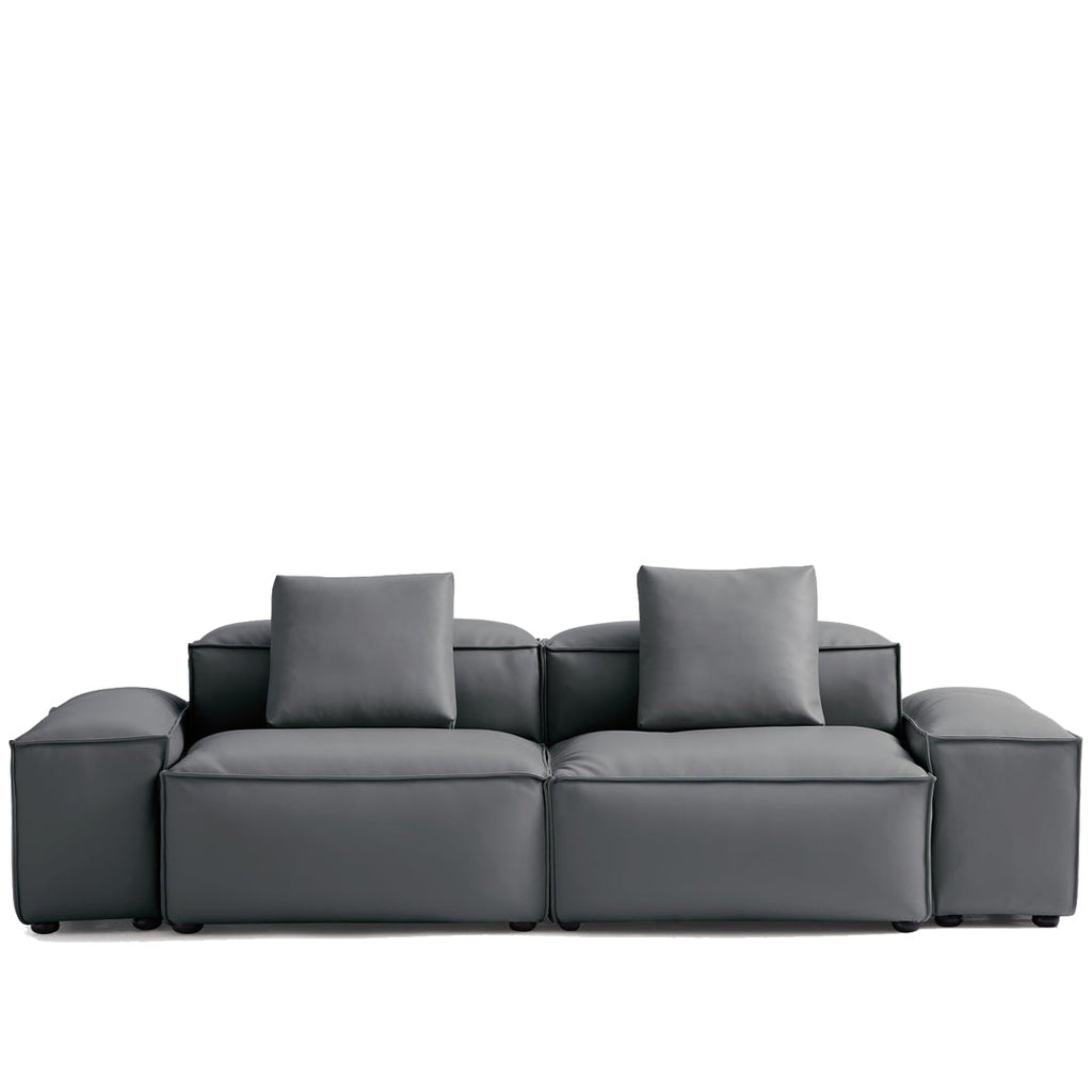 Canapé modulaire Cube en cuir véritable gris foncé