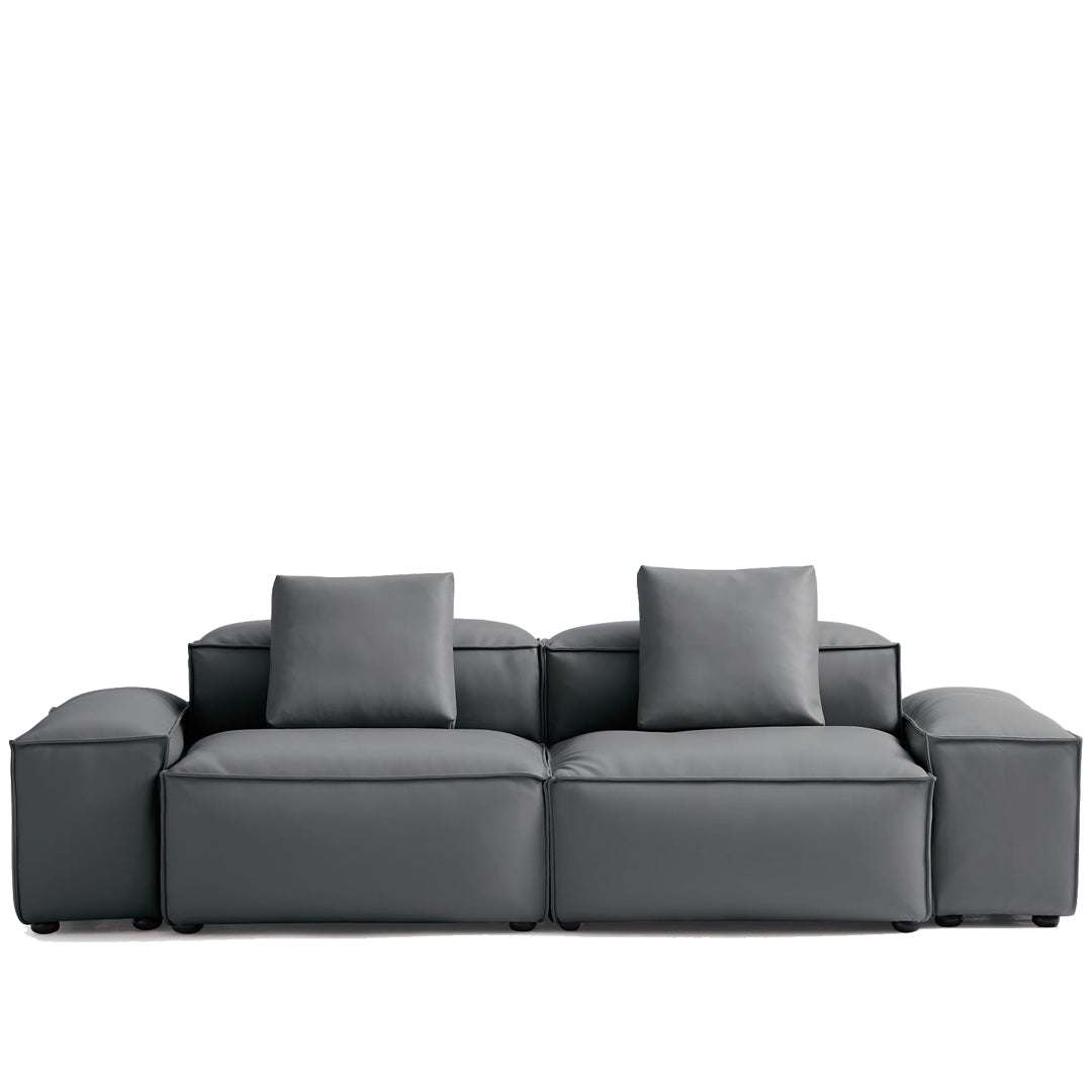 Canapé modulaire Cube en cuir véritable gris foncé