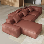 Canapé d'angle double face modulaire Cube en cuir véritable noir