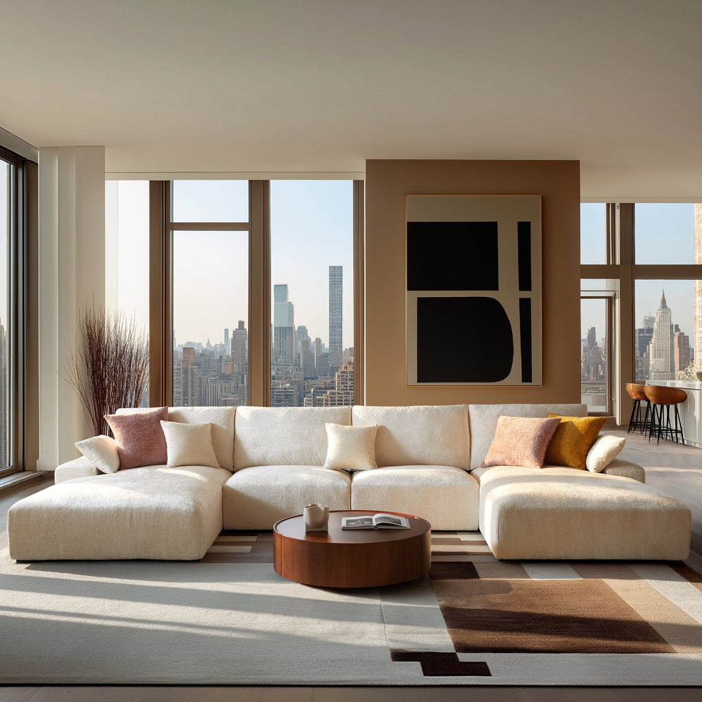 Le canapé sectionnel en U gris Empress