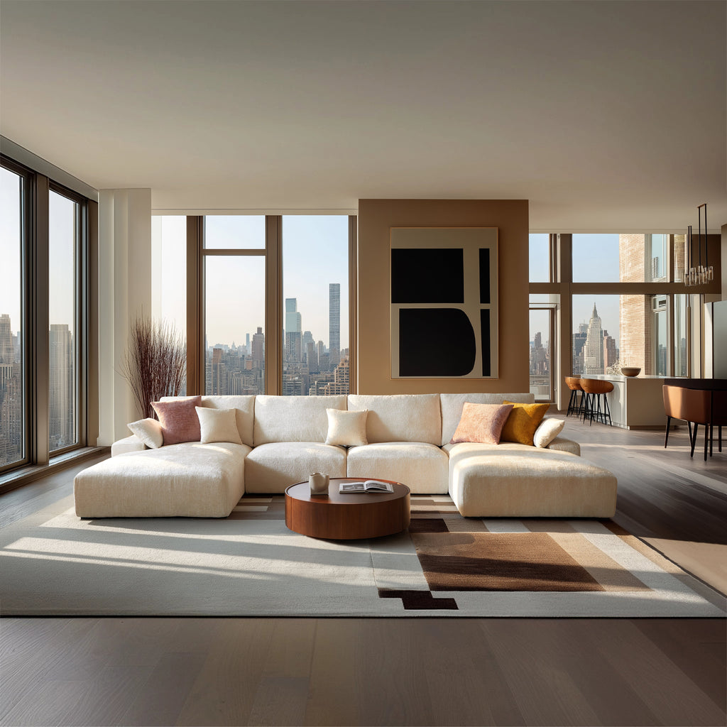 Le canapé sectionnel en U beige Empress