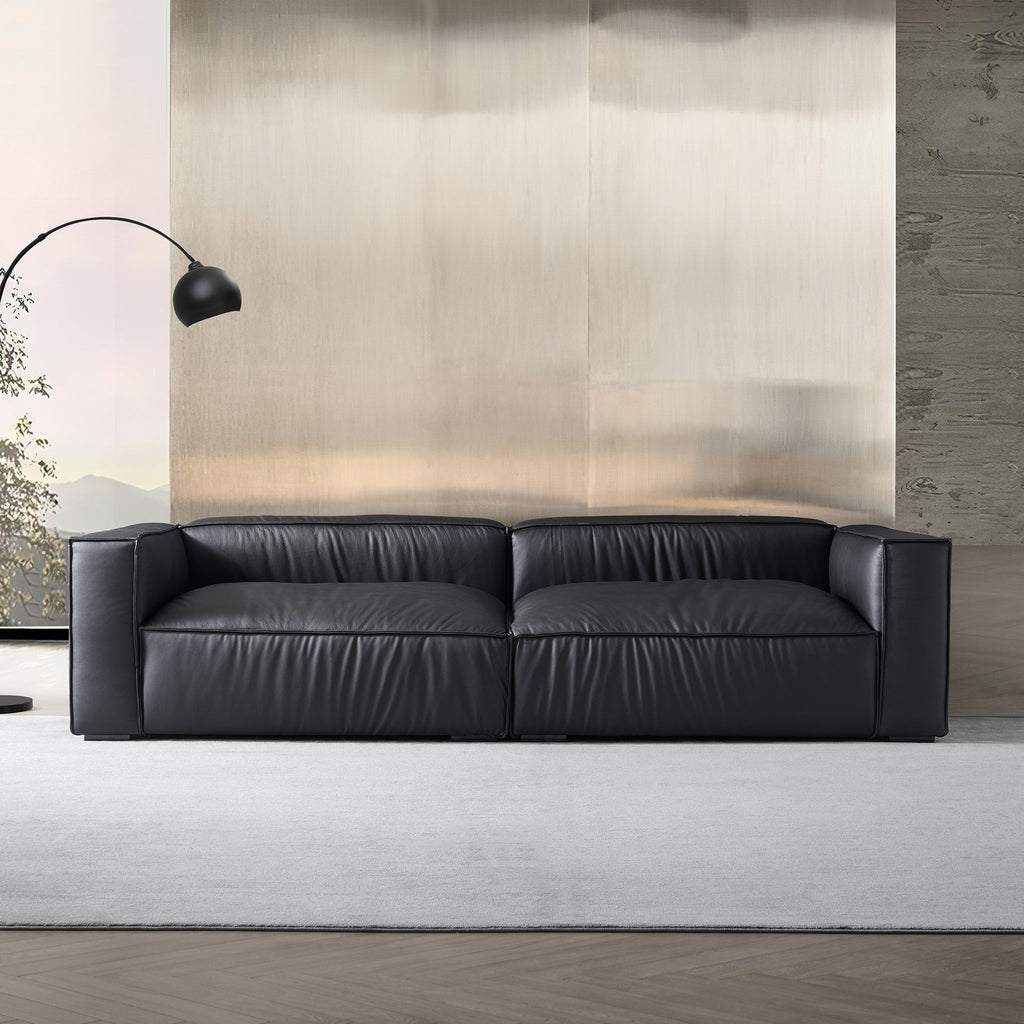 Canapé-lit de luxe minimaliste en cuir noir
