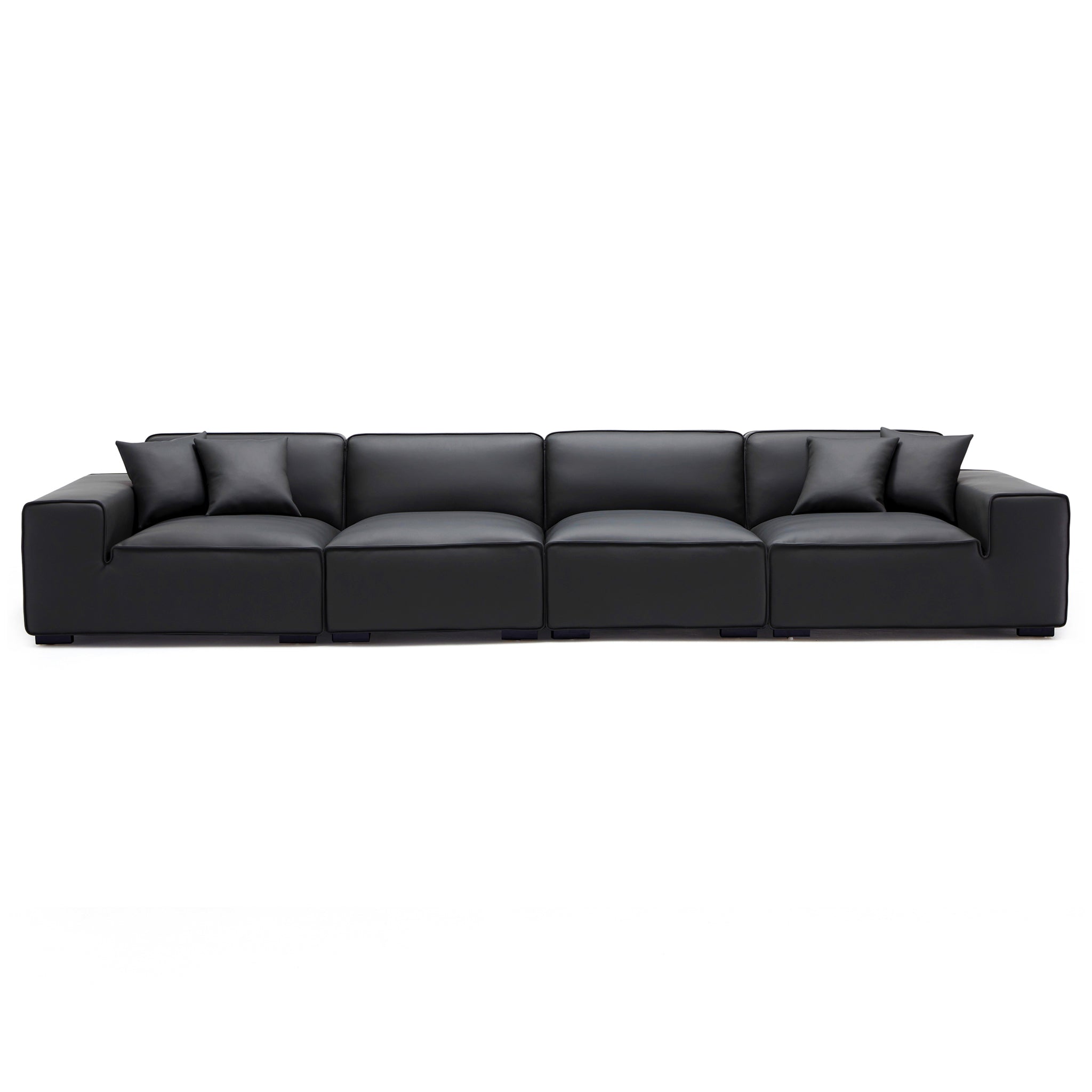 Ensemble de canapés modulaires en cuir noir Domus