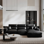 Canapé d'angle modulaire en cuir à dossier haut Domus