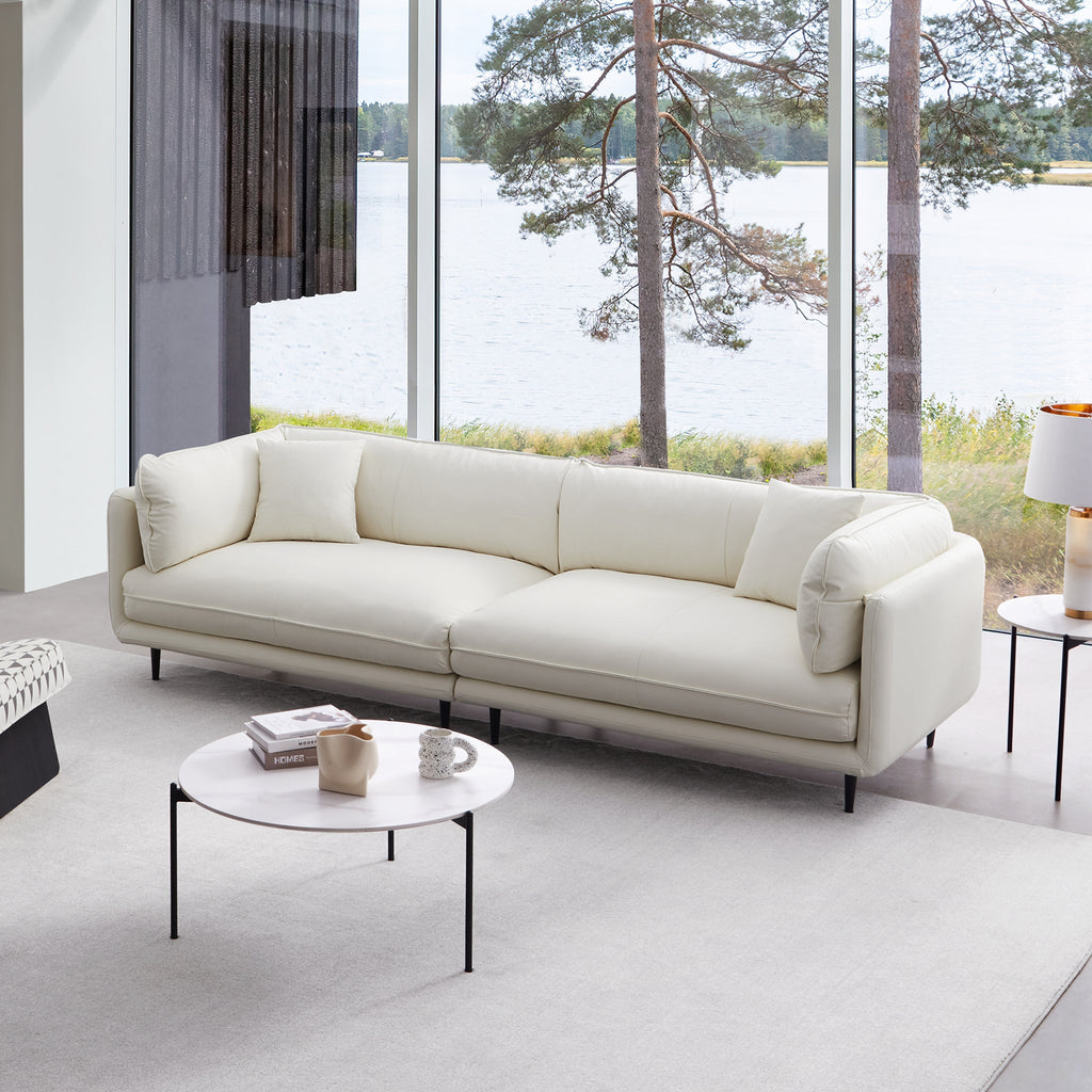 Canapé en cuir noir vanille