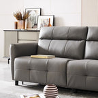 Canapé inclinable modulaire en cuir gris anthracite Lattice