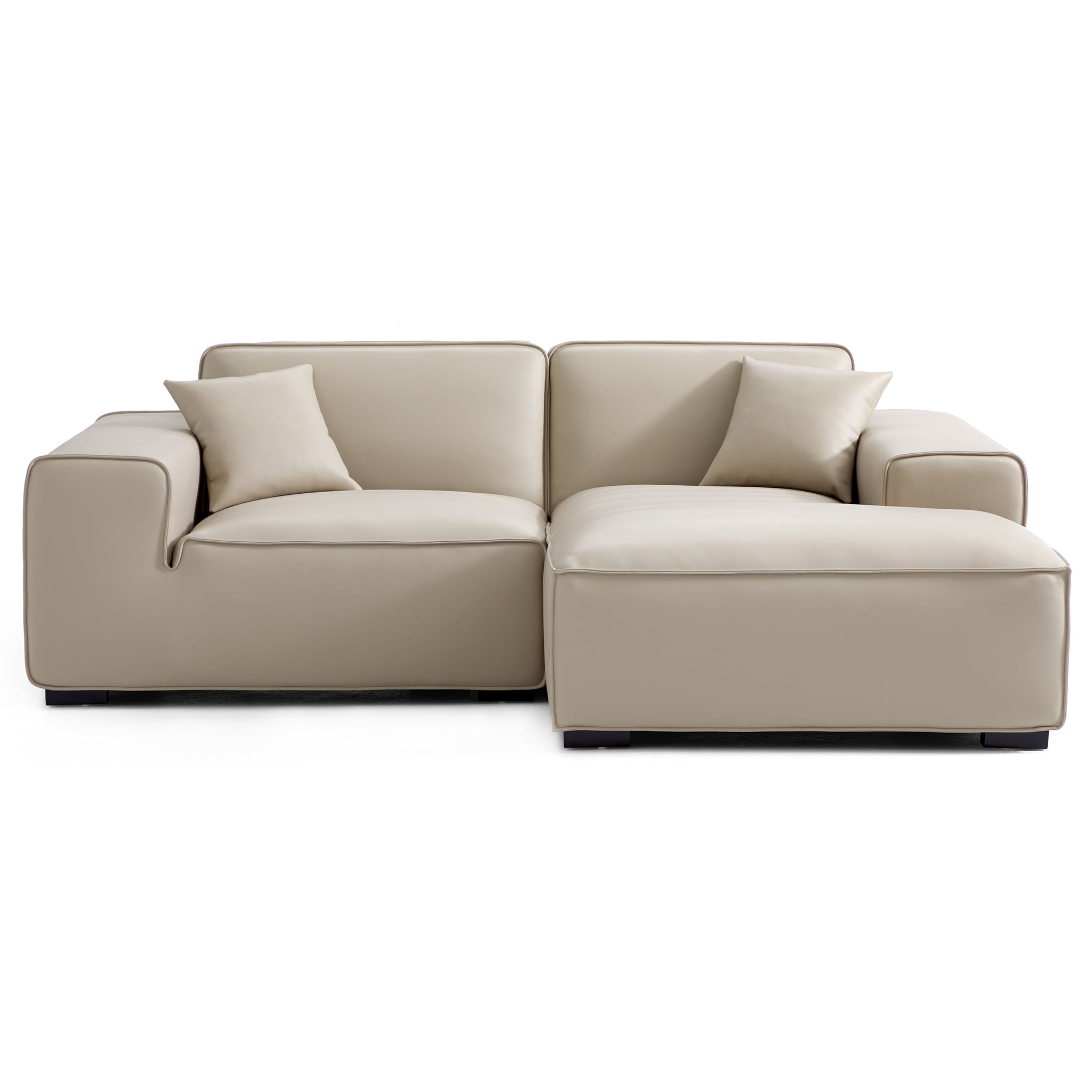 Canapé d'angle modulaire en cuir kaki Domus