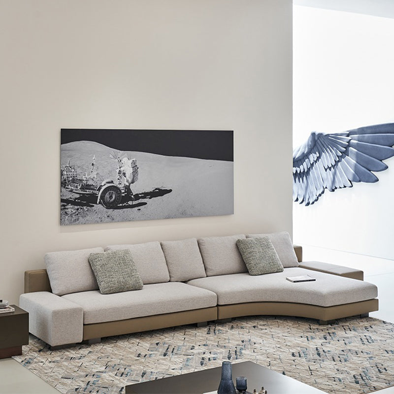 Canapé d'angle incurvé en tissu gris Arles