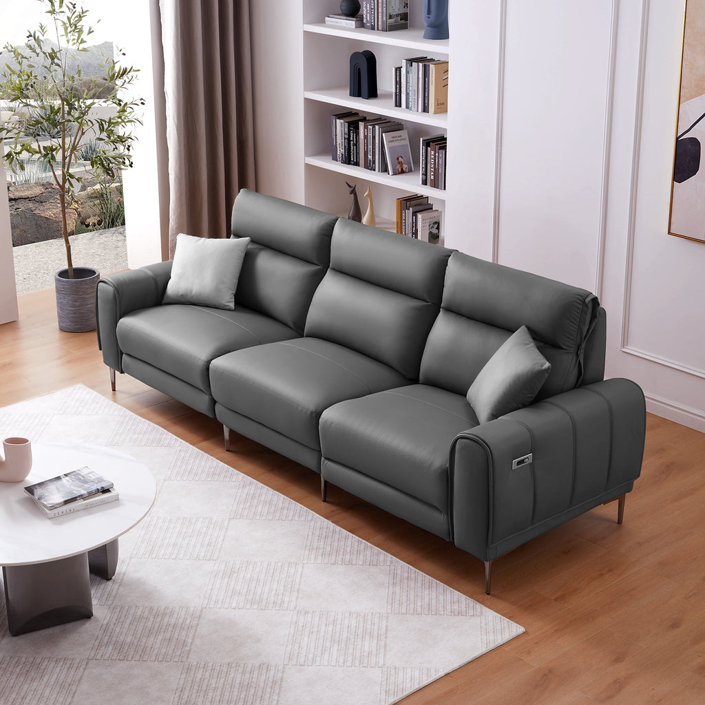 Canapé-lit inclinable électrique en cuir Louis Gray