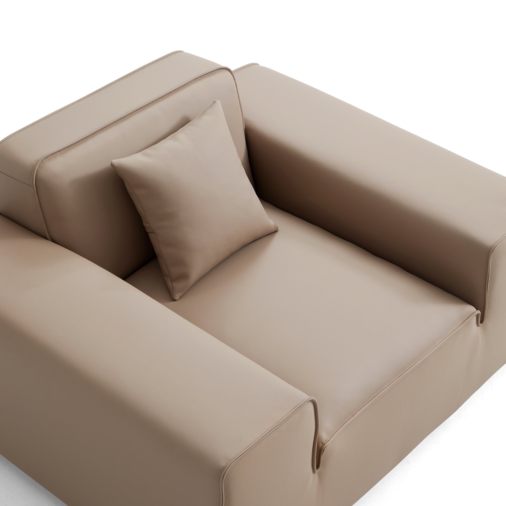 Fauteuil modulaire en cuir beige Domus