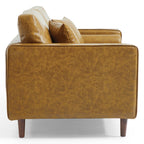 Causeuse en cuir beige rétro de style milieu de siècle