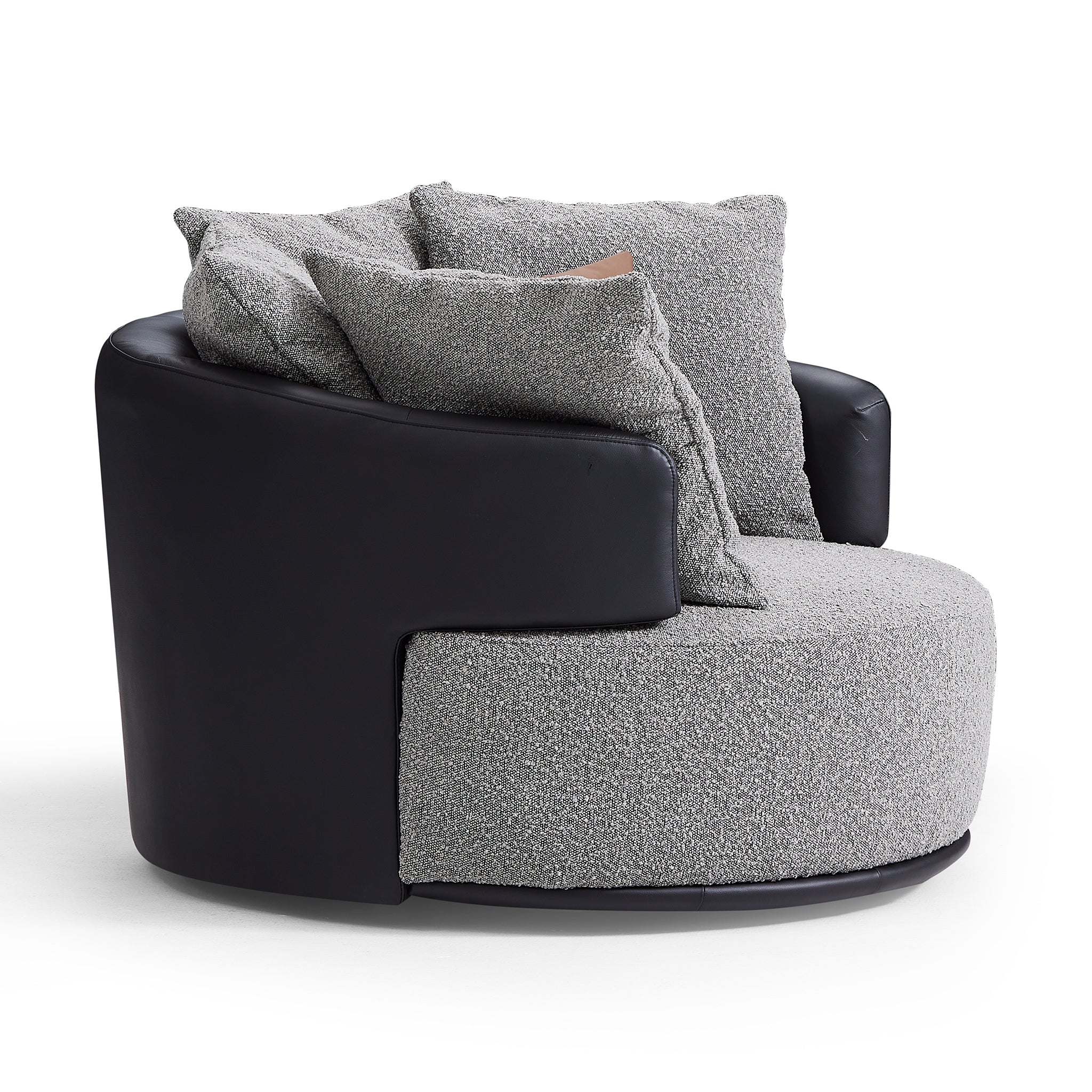 Fauteuil pivotant Luna en tissu bouclé gris clair