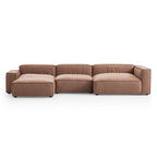 Canapé sectionnel et pouf de luxe minimaliste en tissu marron