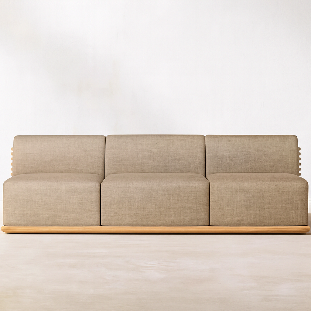 Ensemble canapé et salon d'extérieur design en teck Solana