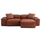 Canapé d'angle modulaire Cube en cuir véritable marron