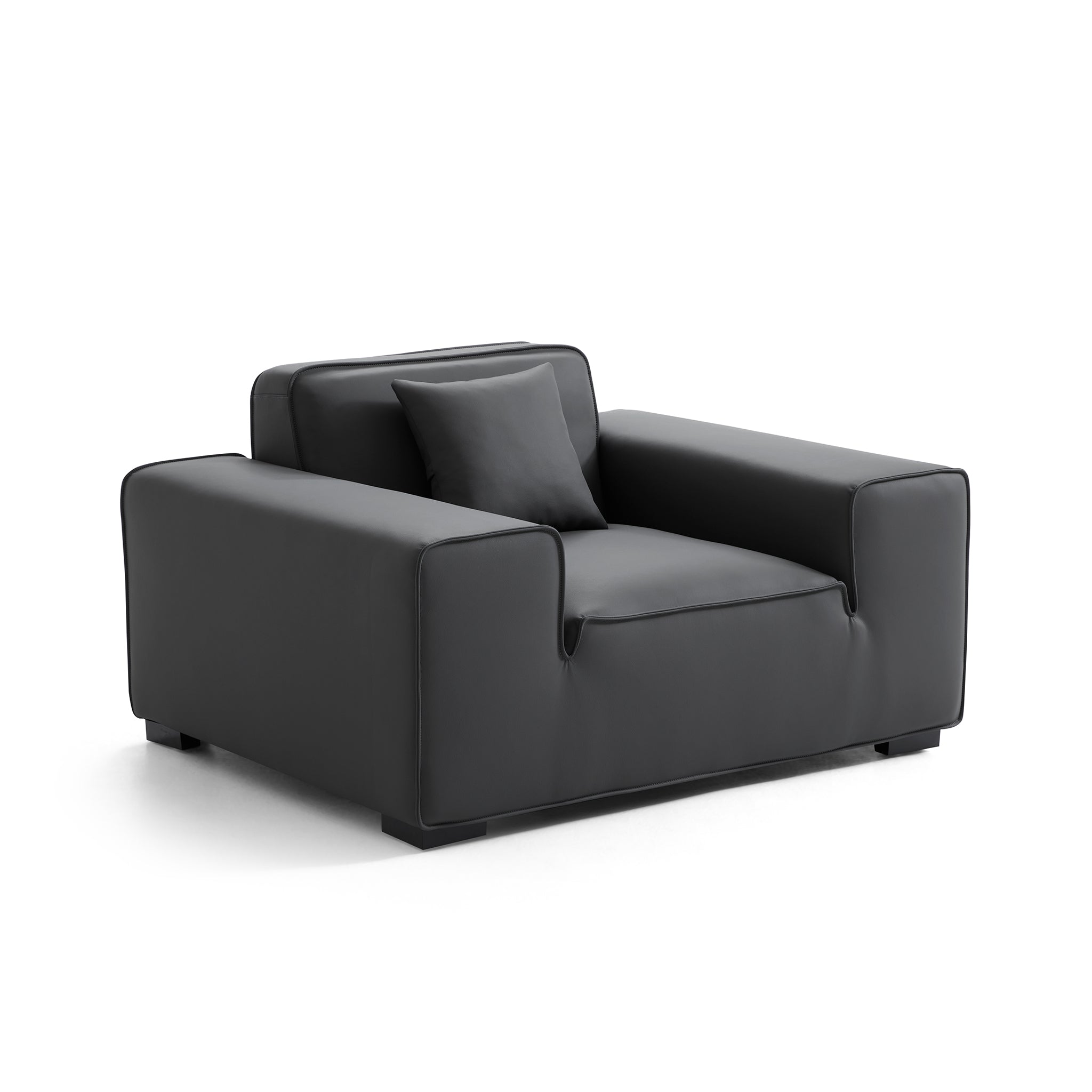 Fauteuil modulaire en cuir noir Domus