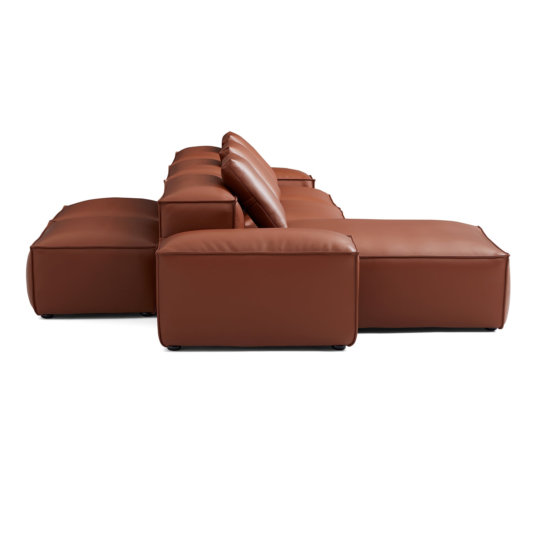 Canapé d'angle double face modulaire Cube en cuir véritable noir