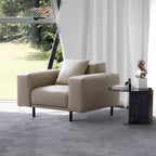 Fauteuil en cuir beige noble