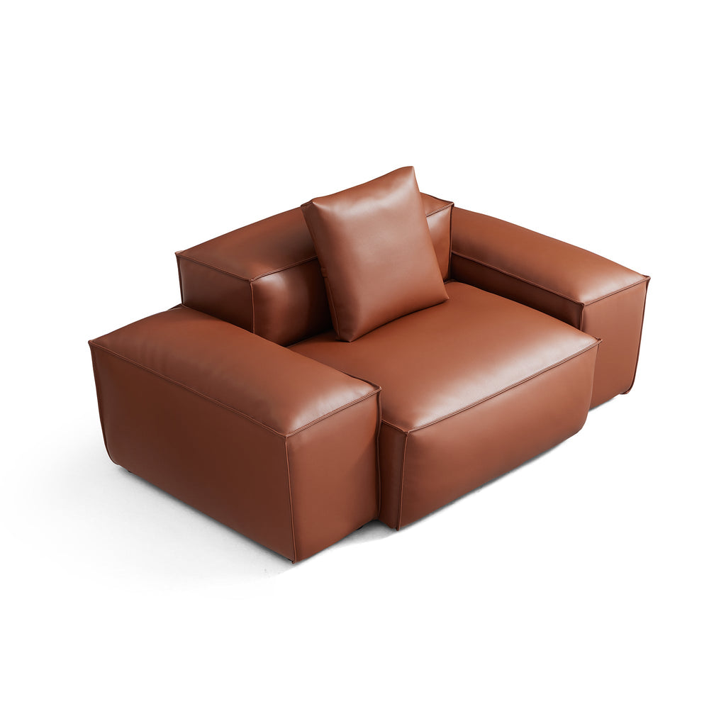 Fauteuil modulaire Cube en cuir véritable beige