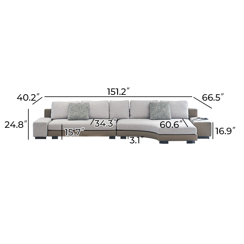 Canapé d'angle incurvé en tissu gris Arles