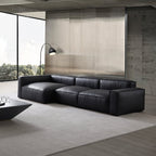 Canapé d'angle minimaliste de luxe en cuir marron foncé