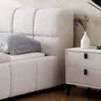 Lit en tissu bouclé moelleux