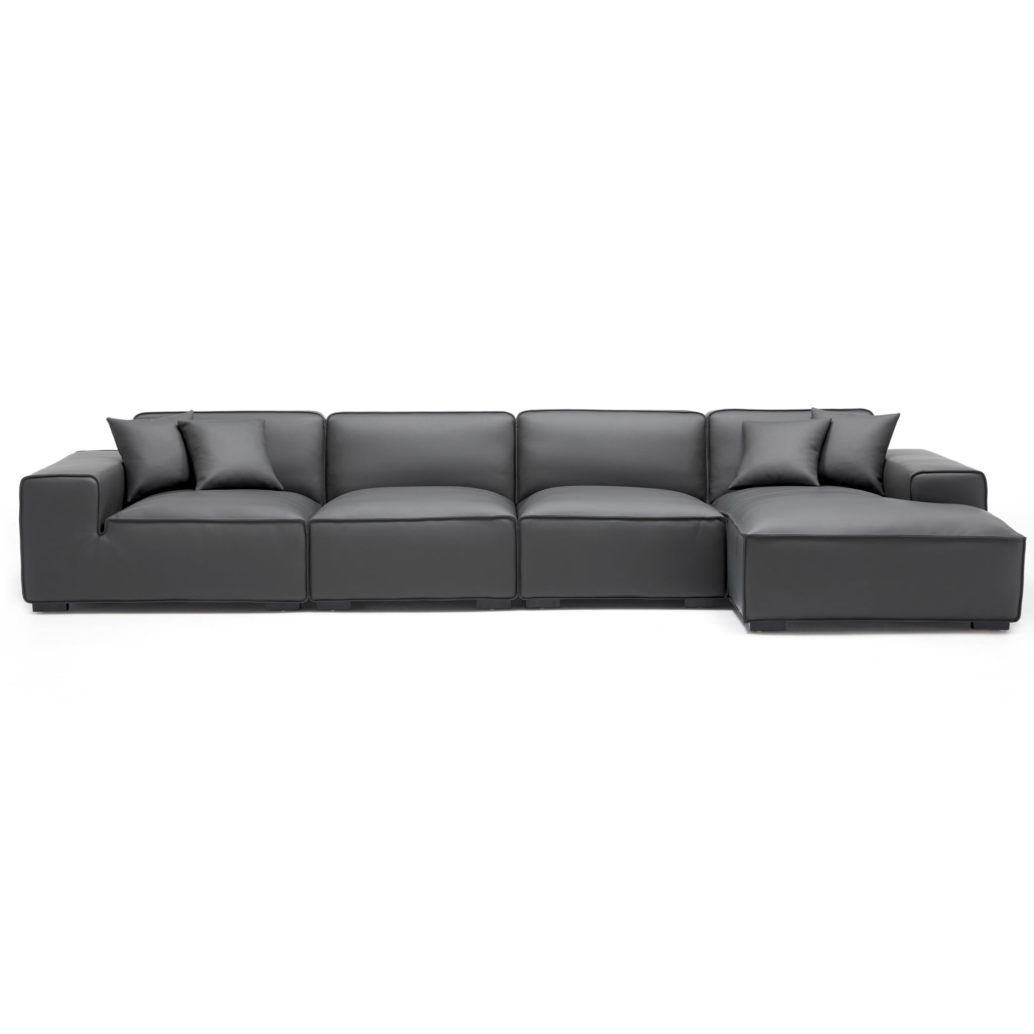 Canapé d'angle modulaire en cuir noir Domus