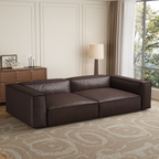 Canapé-lit de luxe minimaliste en cuir marron foncé