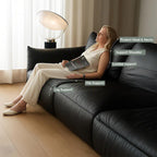 Canapé en cuir pleine fleur Croissant Noir