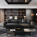 Canapé en cuir gris foncé noble