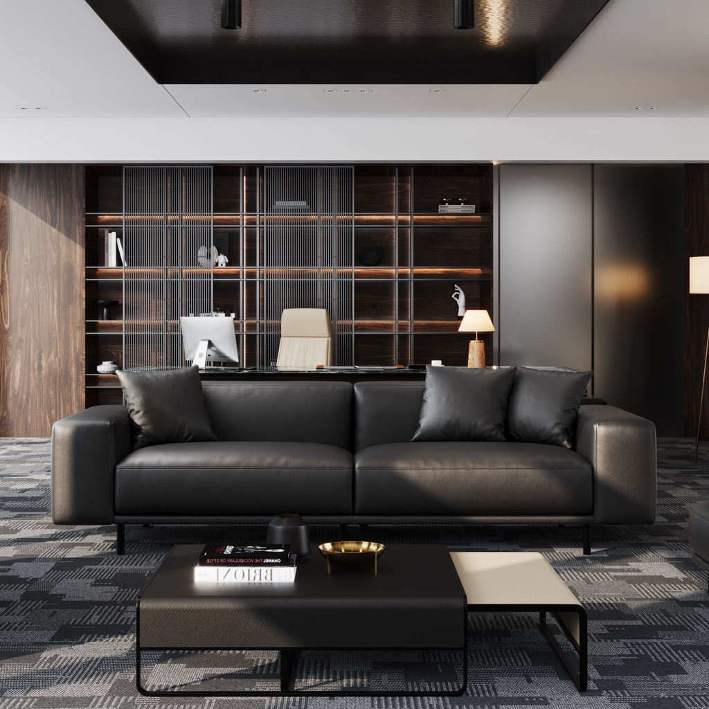 Canapé en cuir beige noble