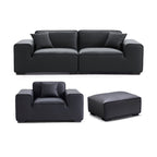 Ensemble de canapés modulaires en cuir noir Domus