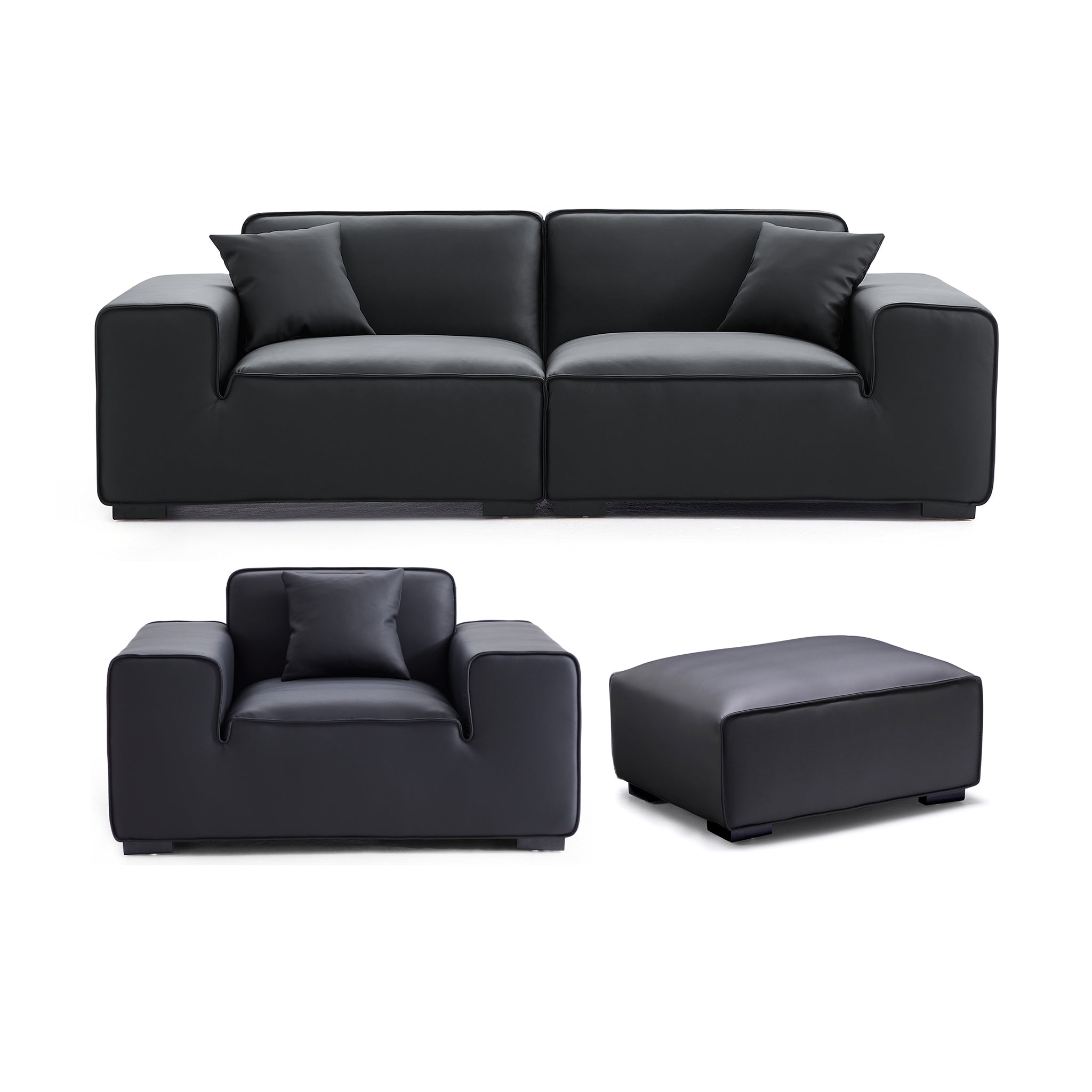 Ensemble de canapés modulaires en cuir kaki Domus