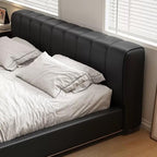 Lit en cuir chocolat amer