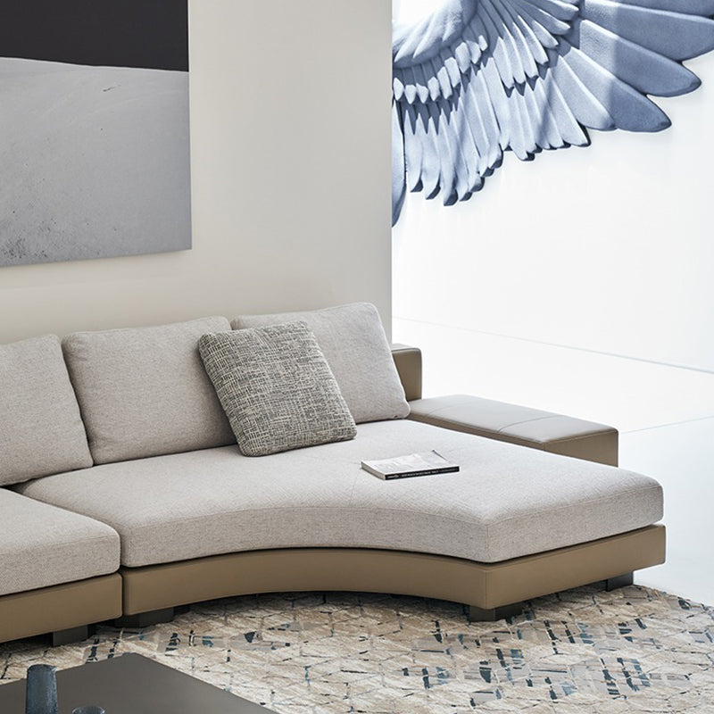 Canapé d'angle incurvé en tissu gris Arles