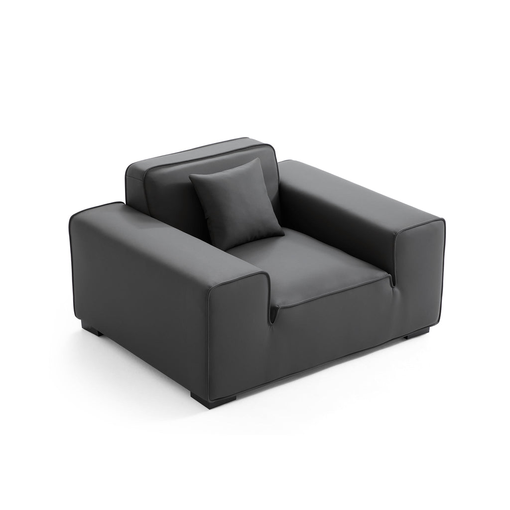 Fauteuil modulaire en cuir marron Domus