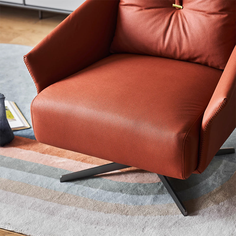 Fauteuil d'appoint pivotant en tissu rouge flamant rose