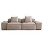 Canapé modulaire Cube en cuir véritable kaki