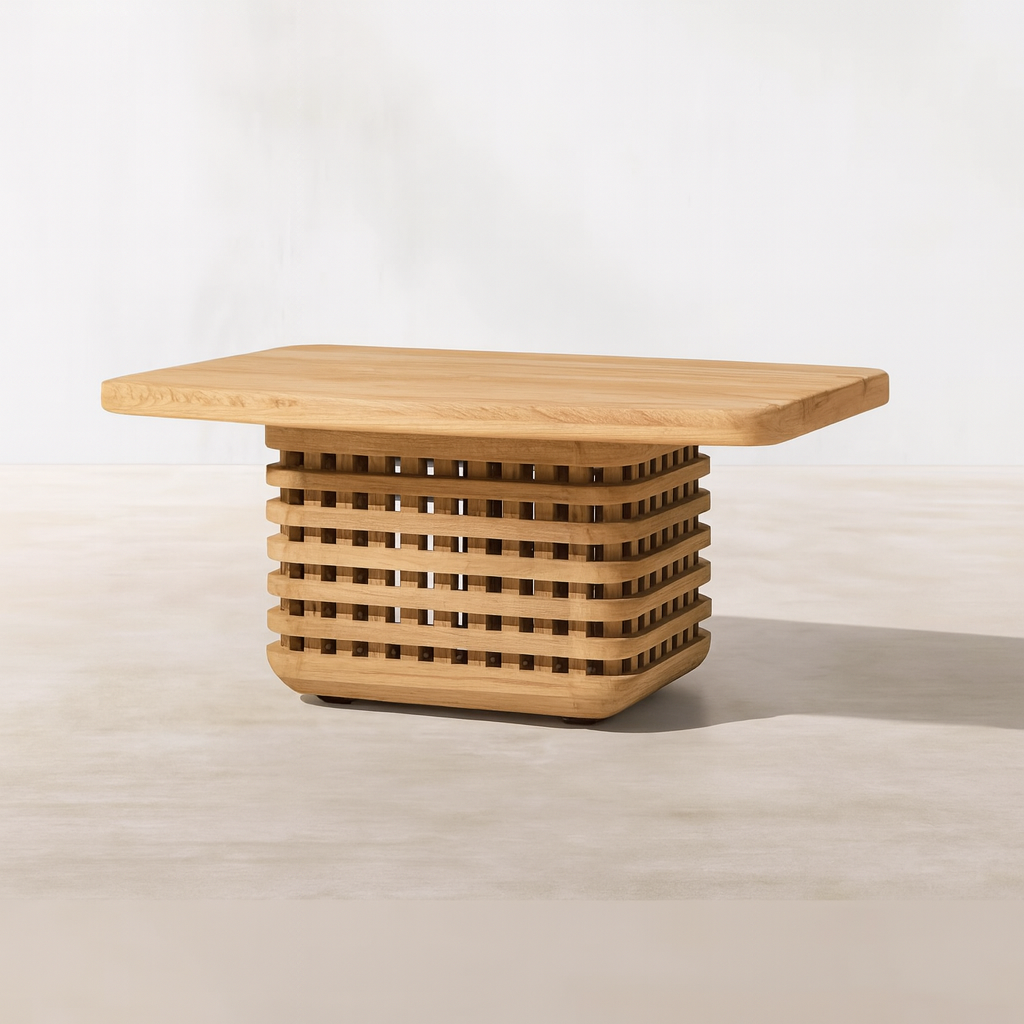 Ensemble canapé et salon d'extérieur design en teck Solana