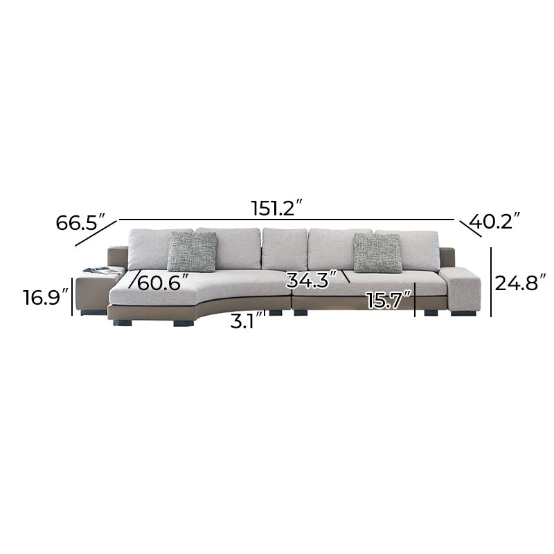 Canapé d'angle incurvé en tissu gris Arles