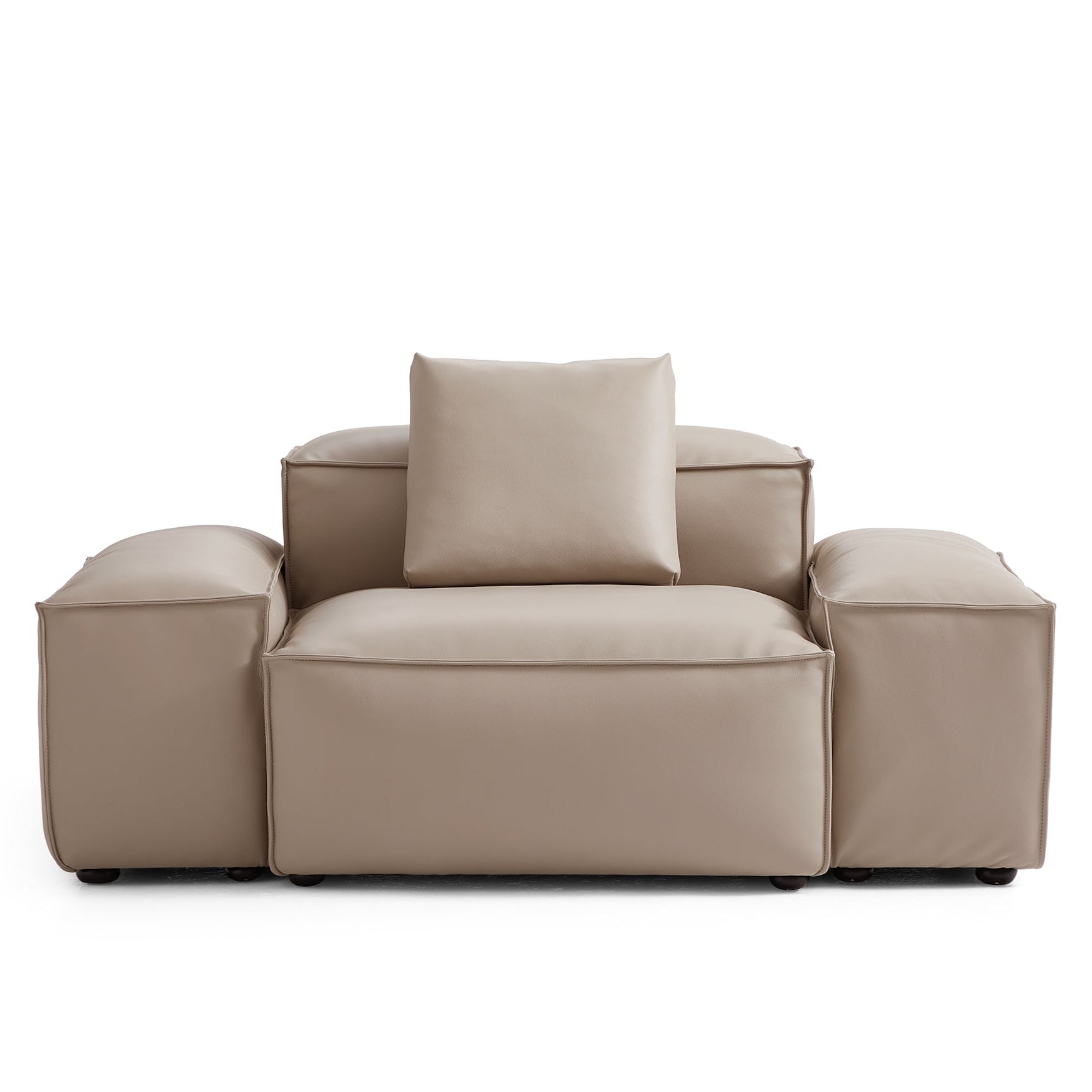 Fauteuil modulaire Cube en cuir véritable kaki
