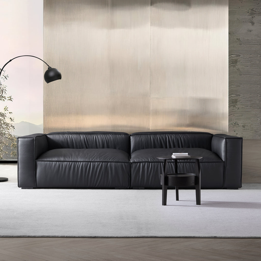 Canapé-lit de luxe minimaliste en cuir marron foncé