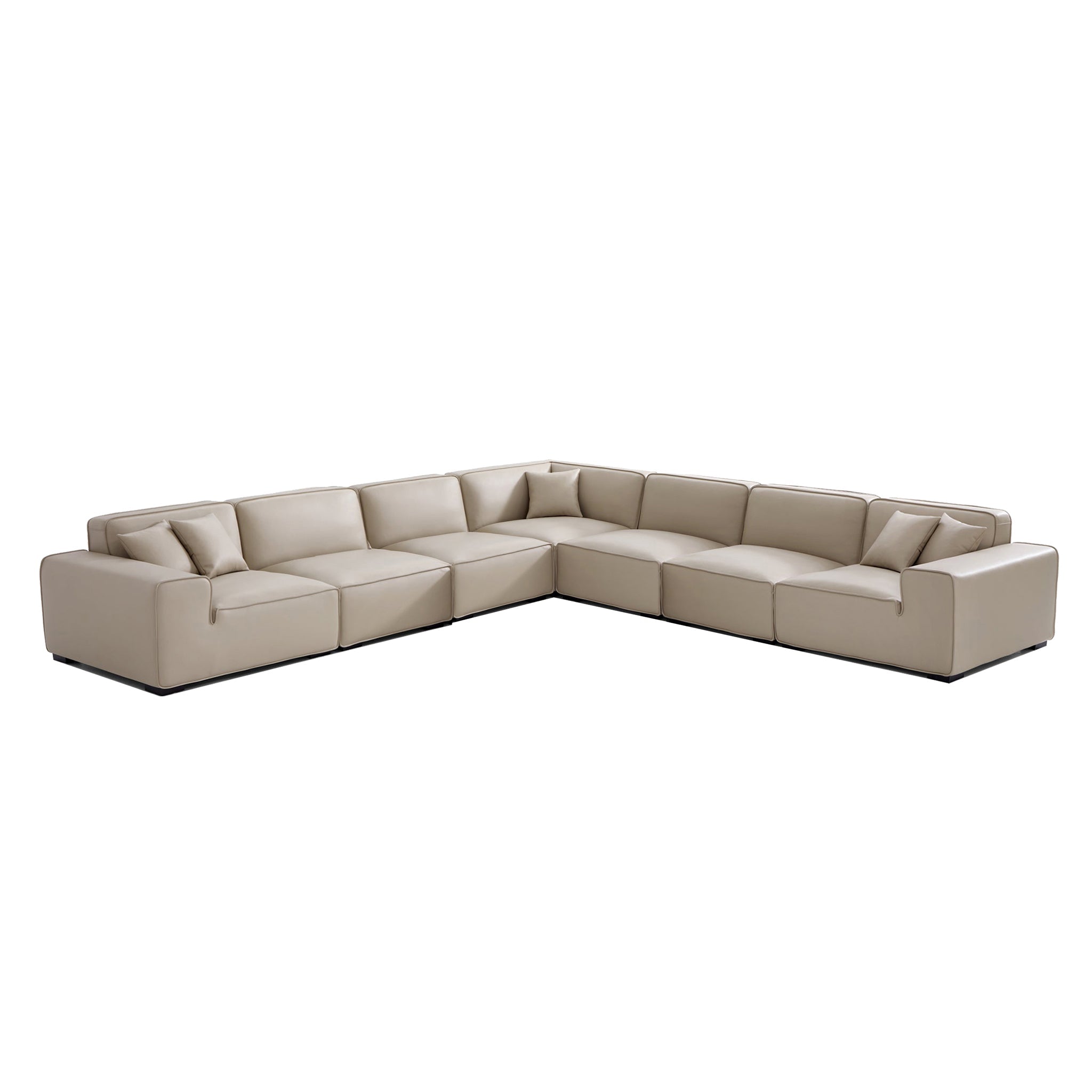 Canapé d'angle modulaire en cuir beige Domus